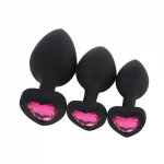 anal plug silicone anal toys sex toys for woman 3 Pcs Heart Shaped Base With Jewelry Birth Stone Butt Anals Play Rose   G0613#10