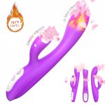 G Spot Vagina Clitoris Massager Heating Dildo Rabbit Vibrator Silicone Waterproof Female Sex Toys For Women Adult Erotic Product