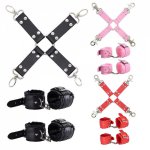 PU Leather Plush Erotic Toys For Adults BDSM Bondage Restraints Handcuffs Cross Buckle Sex Toys For Woman Exotic Accessories