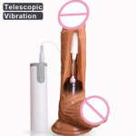 Telescopic Swing Vibrator Dildo Super Soft Silicone Realistic Penis Skin Feeling Big Dildo with Suction Cup Sex Toy for Woman