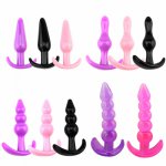 Silicone Anal Dildo No Vibrator Male Prostate Massager Anal Beads Plug G-Spot Butt Plug Masturbation Anal Sex Toys for Couple