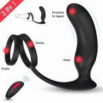 Anal With Cock Ring And Ball Loop Remote Control 10 Vibration Modes Anal Plug Prostate Stimulator Sex Toys For Men Women Couples