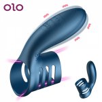 OLO Strap-on Sleeve Electric Penis Shock Ring Vibrator Clitoris Stimulate Male Cork Rings Sex Toys For Man Couples Adult Product
