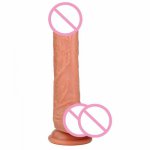 8.7 Inch Realistic Dildo Ultra-Soft Dildo for Beginners with Curved Shaft and Balls for Vaginal G-spot and Anal Play