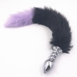 Fox, Anal Plug Black and Purple Fox Tail Butt Plugs Stainless Steel Butt Stopper Sexy Romance Funny Anal Sex Toys for Couples H8-87E