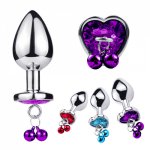 Metal Bell Anal Plug Anus Dilator Heart Shape Crystral Butt Plug Tame Games Anus Expander Anal Sex Toys  Private Good For Couple