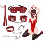 Five-piece set erotic sex handcuffs flogging gagging sex abuse bondage set women's sex toys adult games fetish men