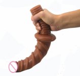 Ribbed Dick Long Realistic Double Dildo Screw Handle Dildo Fake Penis Soft Anal Plug Sex Toys For Women Stimulate Anus Massage