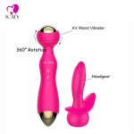USB Rechargeable Vibrator Magic Wand G spot Clitoris Stimulator, Waterproof AV Massager Anal Vibrators for Women Sex Toys