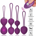 5pcs Vagina Exercise Kegel Balls Kit Ben Wa Balls 10Speed Vibrator Wireless Remote Control Jumping Eggs Erotic Sex Toy For Women