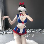 Japanese Cosplay Costume Maid Uniform Cute Kawaii Bunny Tail Underwear Lolita Dress Bra and Panty Set Sexy Women Lingerie Set