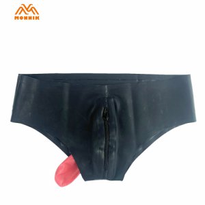MONNIK latexSexy LingerieMen's Latex Shorts Anal Sleeve Pseudo Men's Gay Underwear Products Natural Latex