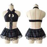 Sexy Students School Girl Uniform Costumes Women Girl Plaid Lingerie Clothing Adults Clothes