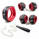 Leather Handcuffs Anklecuffs Neck Collars,Soft Padded Hand Cuffs Ankle Cuffs, BDSM Adults Sex Toys