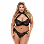 Sexy Sleepwear Plus Size 3XL-5XL Lace Halter V-Neck Bra Passion Babydoll Racy Underpant Sets Lenceria Mujer Erotic Costumes 2019