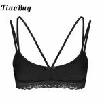 TiaoBug Men Crossdressing Sissy Lingerie Smooth Wire-free Bralette Spaghetti Straps Lace Male Bra Top Hot Sexy Gay Erotic Tops