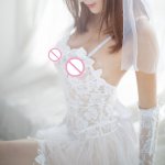 1PC Sexy Lingerie Hot White Bride Wedding Dress Uniforms Perspective Lace Gauze Outfit Erotic Lingerie  Costumes