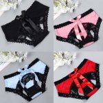 New 1pc Women Erotic Panties Sexy Crotchless Knickers Lingerie Underwear Ladies Sexy Lace Open Crotch Thong G-string Briefs