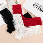 1PC Sexy Women Lace Thongs Lingerie G-string Panties Low Waist Briefs Underpants T-back Panties Plus Size White/Black/Wine Red