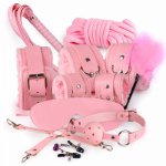10 Pcs/set Sexy Lingerie PU Leather Sex Handcuffs bdsm Bondage Set Footcuff gag Whip Rope Blindfold Erotic Sex Toys For Adults