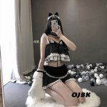 Lolita Cute Cat Girl Sexy Maid Uniform Transparent Lingerie Schoolgirl Womens Devil Cosplay Costumes Anime Underwear Outfit