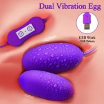 Powerful Mini Double Vibrating Egg Silicone USB Mute Waterproof Stimulator Clitoris Massager Vibrator Portable Sex Toy for Women