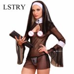 2020 New Sexy Costume Women Cosplay Nuns Uniform Transparent Sexy Lingerie Exotic Nun Halloween Costumes Dress Outfit Clothing