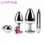 VATINE Stainless Steel Anal Plug Bullet Vibrators Prostate Massager Sex Products Female Masturbation Butt Plug Vibrators