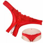 Lace Transparent Panties For Sex Women Open Crotch Thongs And G Strings With Pearl Massage Female Erotic Underwear Sexy Lingerie