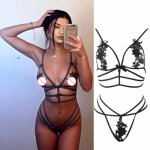 Womens Sissy Sexy Lace Lingerie set open cup bra G-string exotic set Underwear micro bikini extreme Floral exotic apparel