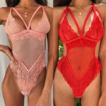 2020 New Lingerie Sexy Hot Erotic Bodysuit Women Push-Up Lace Bra Beach Bikini Swimsuit Ladies Floral Tops body suit pink red