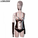 Ins, Sexy Gold Silver Mirror Bikini Costume Female DJ Singer Bar Club Dance Team Party Performance Stage Outfit Sequins 5 Pieces Set