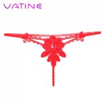 VATINE Erotic Underwear Clit Bead Women Crotch Panties Flirt Sexy Lingerie Embroidery G-string Thong Panties Porn Lace T-back