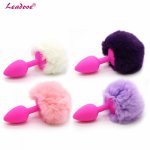 Soft Silicone Anal Tail Fluffy Hand Cuffs Pink Rabbit Bunny Girl Cosplay Sex Accessaries Short Butt Plug Tails BDSM Handcuffs