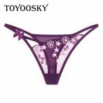 2019 New Arrival Women Sexy Erotic Lingerie Hollow Transparent Embroidery Floral Underwear Low Rise Bikini T-string Nightwear