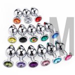 Hot Sale Size M Anal Beads Crystal Jewelry Sex Toys Dildo Smooth Stainless Steel Butt Plug Stimulator Adult Game For Gay Couple
