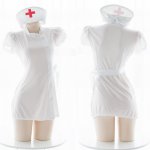 Women White Transparency Nurse Uniform Ultra-short Dress Teen Girls Solid color Sexy Underwear Sets Lolita Sleepwear Cosplay