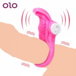 OLO Vibrators Cock Ring Vibrating Penis Rings Delay Ejaculation Male Chastity Device Sex Toys for Men Clitoris Stimulate
