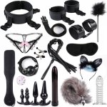 19 Pcs/set Sex Games Erotic Toys for Adults BDSM Bondage Set Handcuffs Nipple Clamps Anal Tail Plug Whip Sex Toys for Couples