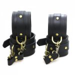 Black Genuine leather Sex Handcuffs&Ankle Cuffs Exotic Sexy Bdsm Bondage Flirting Eye mask Adult Games Kit Sex toys for couples