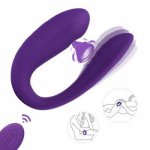 U shape Sucker Double Vibrator Clitoris Stimulator Dildo Vibrator For Women Wireless Remote Control Adults Sex Toys For Couples