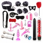 Nylon Sex Bondage Set Sexy Lingerie Handcuffs Whip Rope Anal Vibrator Adult Sex Toy for Couples