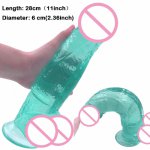 Transparent crystal green 11 inch 28cm big dildo with suction cup sex penis,artificial penis for woman woman sex product sex toy