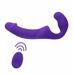 Silicone Waterproof USB Rechargeable Remote Strapless Strap-On Vibrator G Spot Vibrator Strapon Dildo Sex Toys for Women/Lesbian