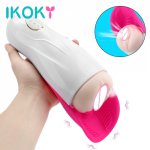 Ikoky, IKOKY Tongue Licking Male Masturbation Cup Penis Training Glans Stimulate Massager Sucking Vibrator Artificial Vagina Cup