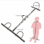 Newest BDSM Bondage Kneeling Torture Restraints Tools Stainless Steel Collar Handcuffs Ankle Cuffs Sex Toys For Adult Games
