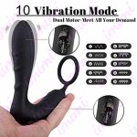 Men Waterproof Anal Plug Vibrating  Massager Silicone Butt Delay Ejaculation Ring Stimulation Sex Toys for Adults Sex Shop