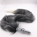 3 Size Anal Plug Tail Stainless Steel Butt Plug with Faux Animal Black/White Tail Butt Stopper Sex  Toys for Couples H8-5-128G