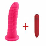 Artificial spiral dildo surface vagina stimulate bead 10 Speed Bullet Massager Sex Toy Woman Clitoris G Spot Stimulator Vibrator