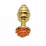 AUEXY Small Stainless Steel Anal Plug Rose Flower Screw Thread Butt Plug Metal Anal Sex Toys For Men Gay Sex Products For Women